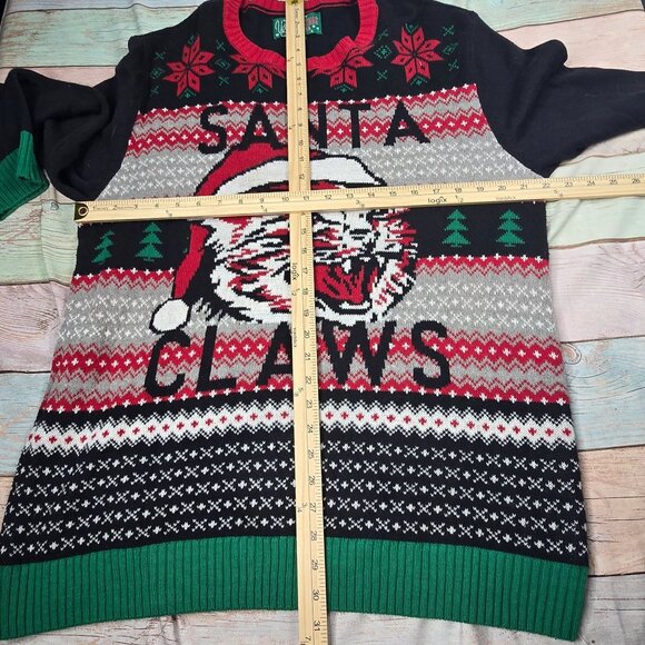 Santa Claws Ugly Christmas Sweater XL Cat Design Red Black Green - Picture 5 of 7